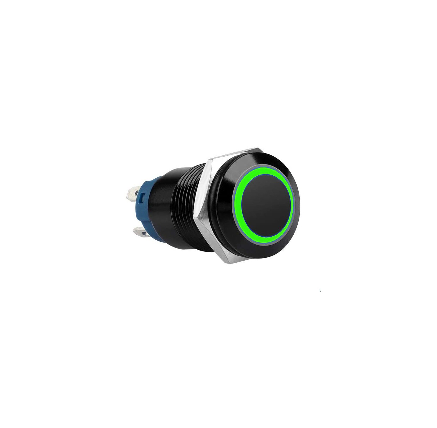 Push schakelaar groene verlichting - 19mm Push schakelaar groene verlichting - 19mm